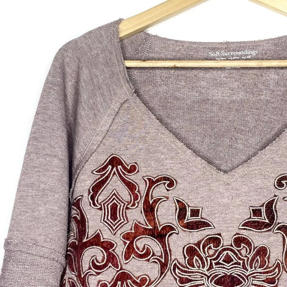 Soft Surroundings Renaissance Sweatshirt Embellished Oversized Petite Small - Picture 2 of 10